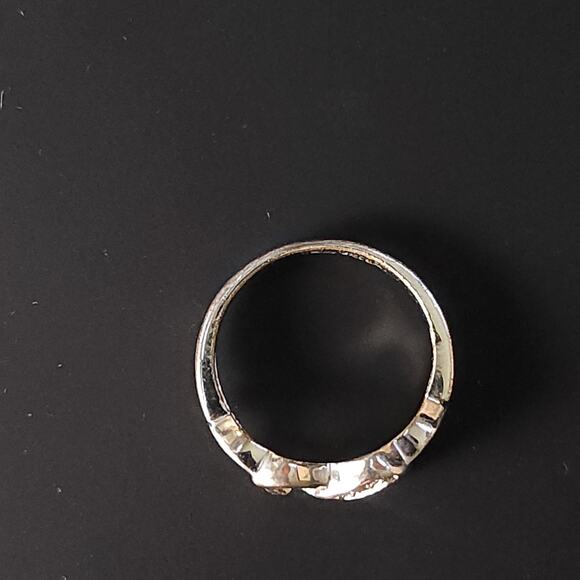 Two Hearts Rhinestone Statement ring, Sterling Silver Ring, Size 6 - Picture 3 of 10